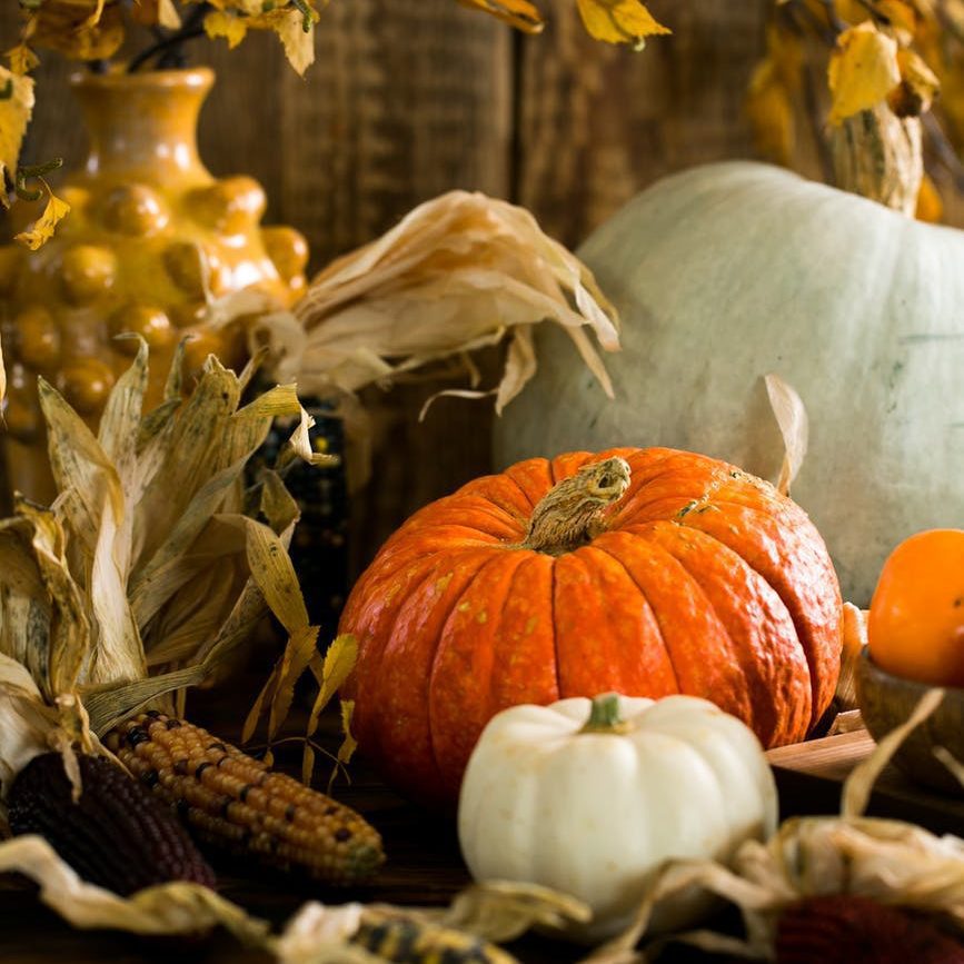 pumpkins on a table; fall bucket list 